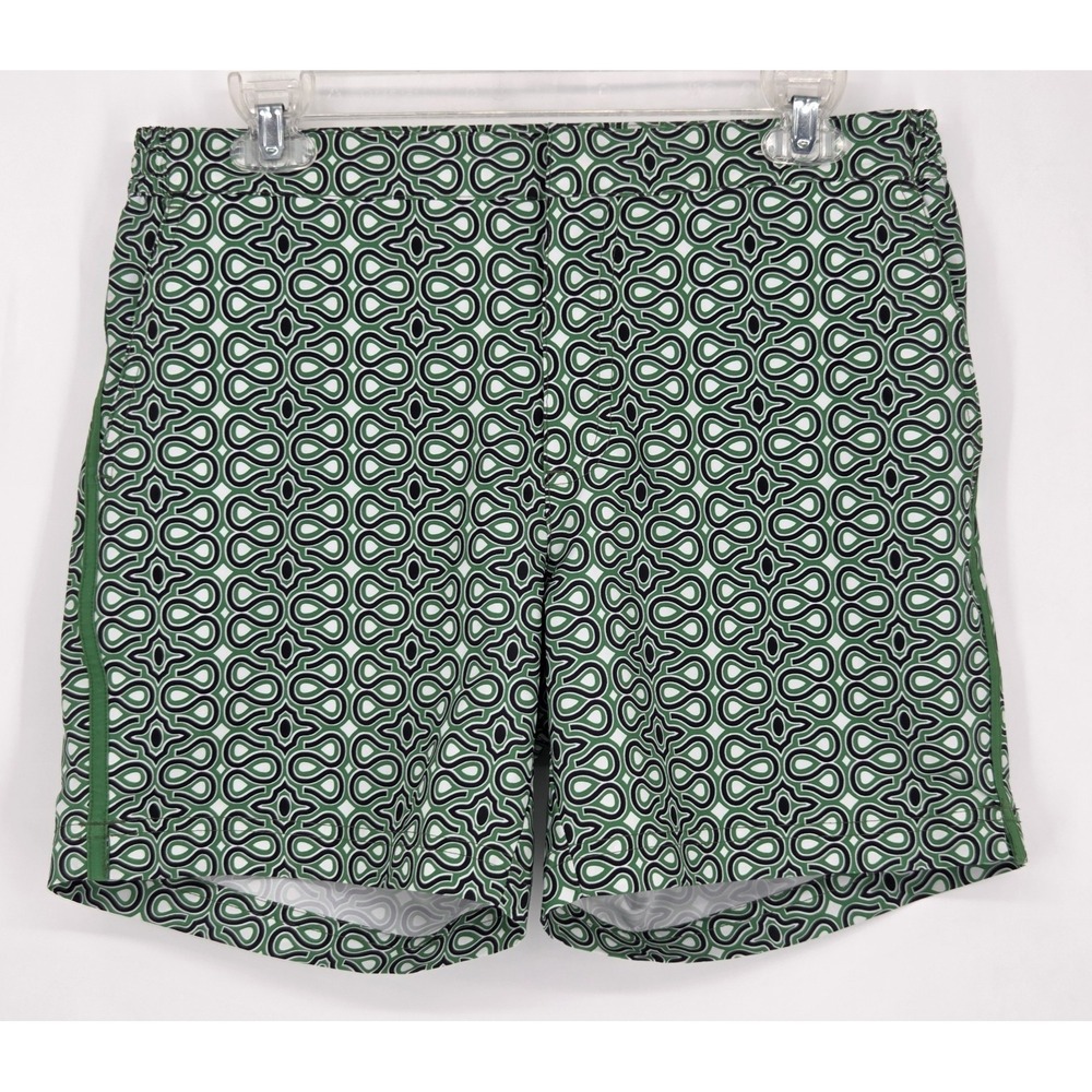 Fair Harbor Swim Trunks Mens 30 Green Geometric Pattern Lined w/Pockets 6"